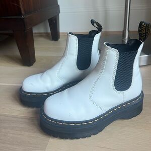 Dr. Martens White Chelsea Platform Ankle Boots